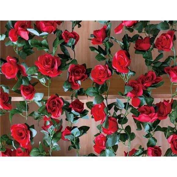 2 Pack (16FT) Artificial Rose Vine Flowers Plants Fake Flower Vine for Wedding - Picture 5 of 7